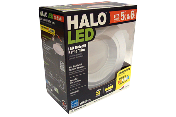 Halo LED windowed carton packaging