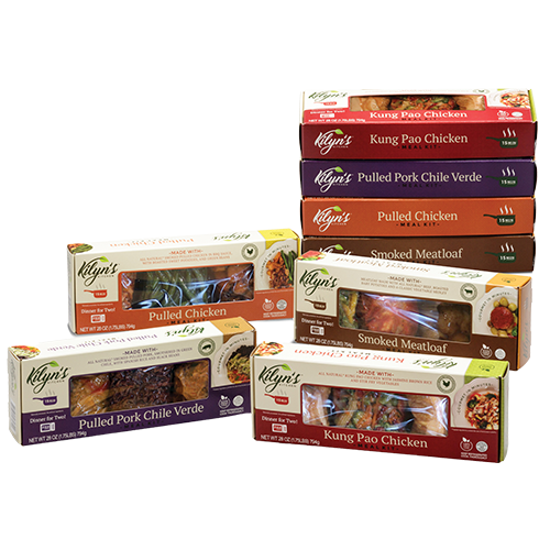 Kilyn's Custom Windowed Carton Packages stacked on top of each other