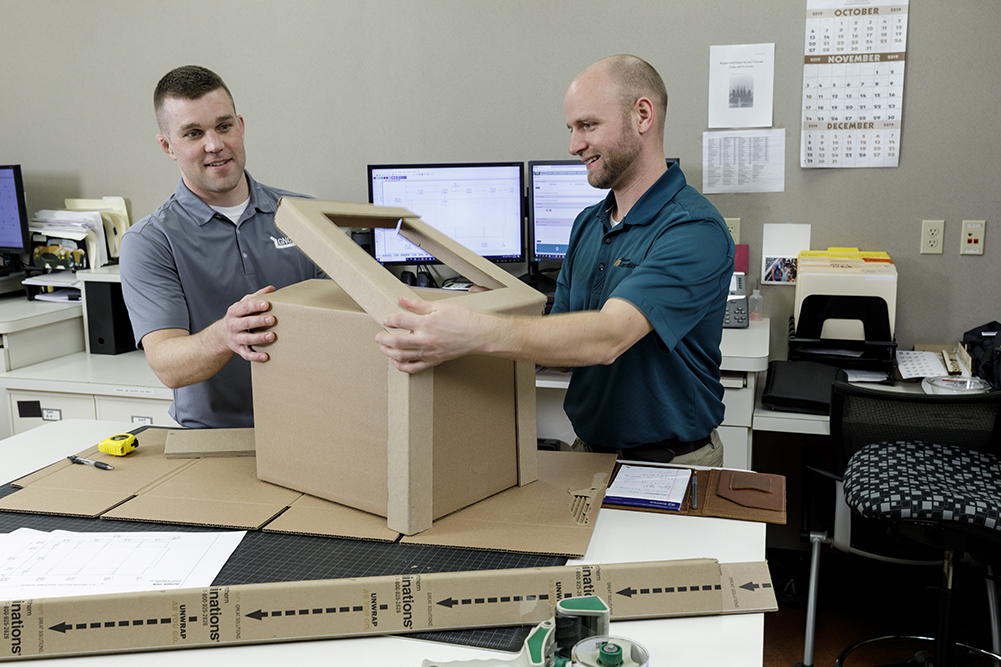 Great Northern team testing Laminations edge protectors