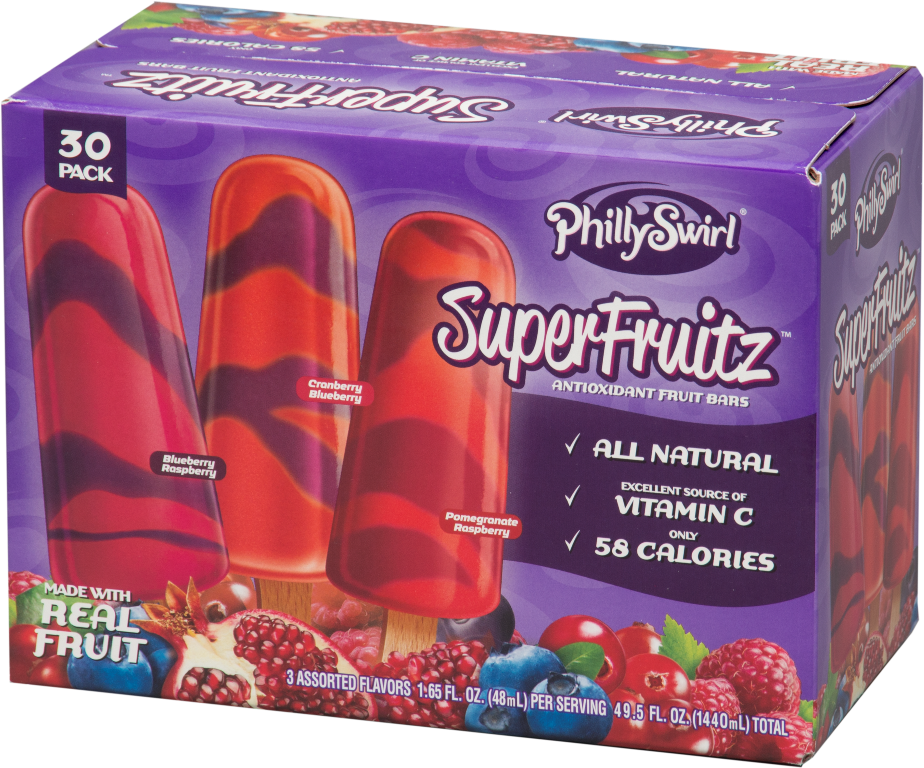 PhillySwirl SuperFruits ice pop packaging