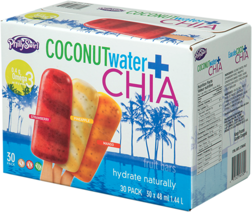 Philly Swirl Coconut Water ice pop packaging